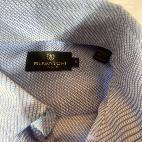 Bugatchi Uomo Long Sleeve Shirt Small Super Soft Modal Poly Blend Blue Textured - Picture 4 of 10